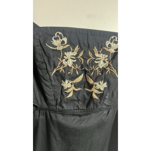 Anthropologie Especia Wallis Black Embroidered Boho Event Maxi Stretch Dress M - Picture 9 of 16